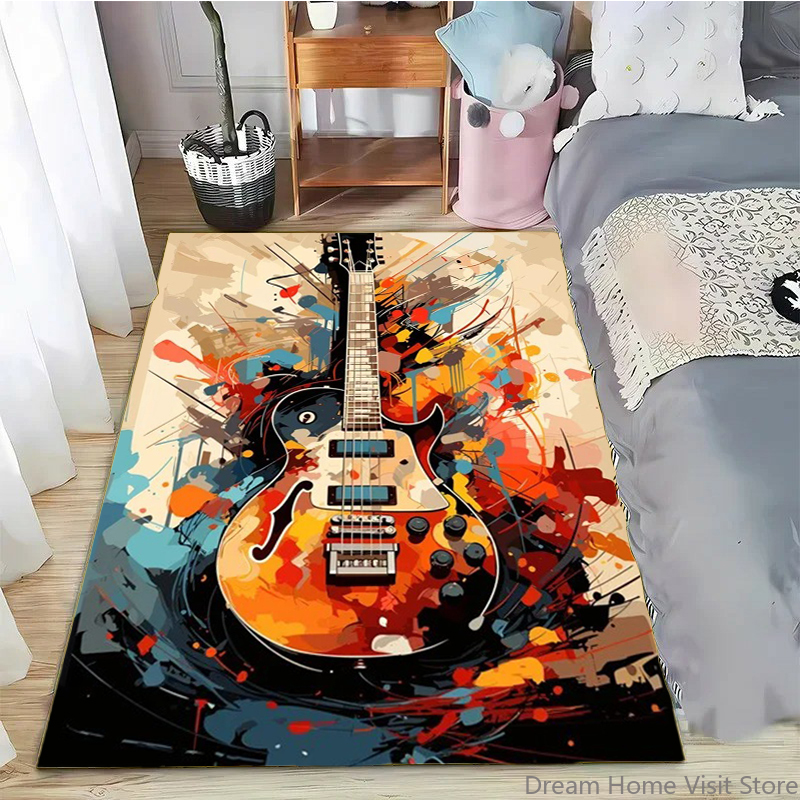 Commercial Printing Format - Abstract Art Musical Instruments Rug Print