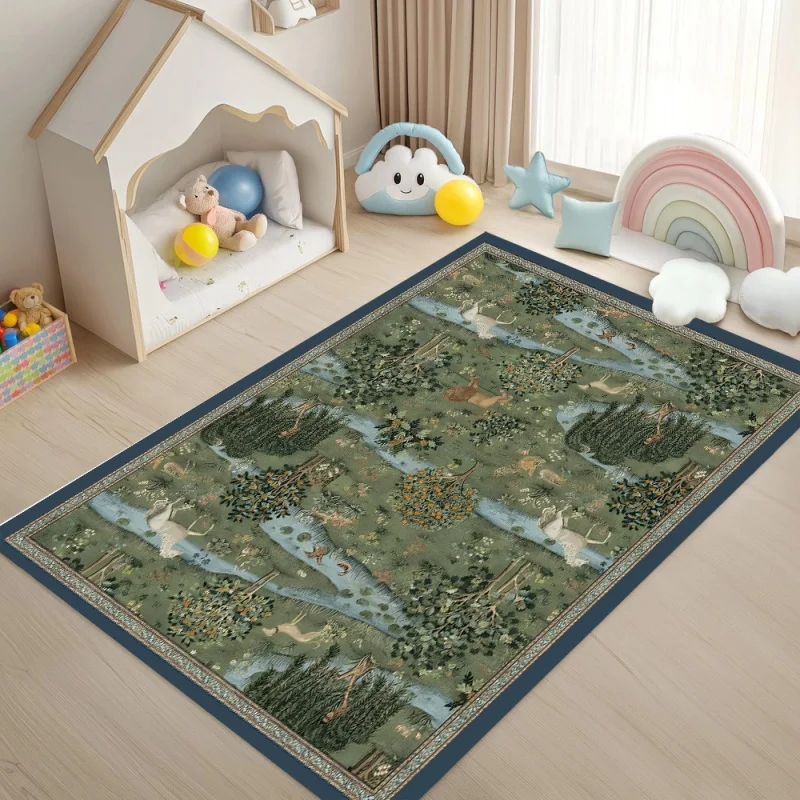 Commercial Printing Format - Medieval Forest Tapestry Area Rug Vintage