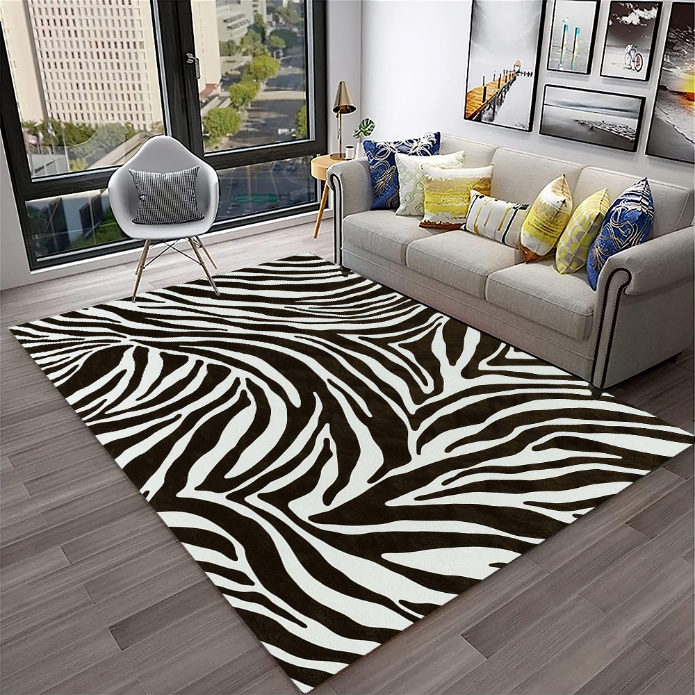 Commercial Printing Format - 3D Colorful Zebra Stripe Pattern Carpet