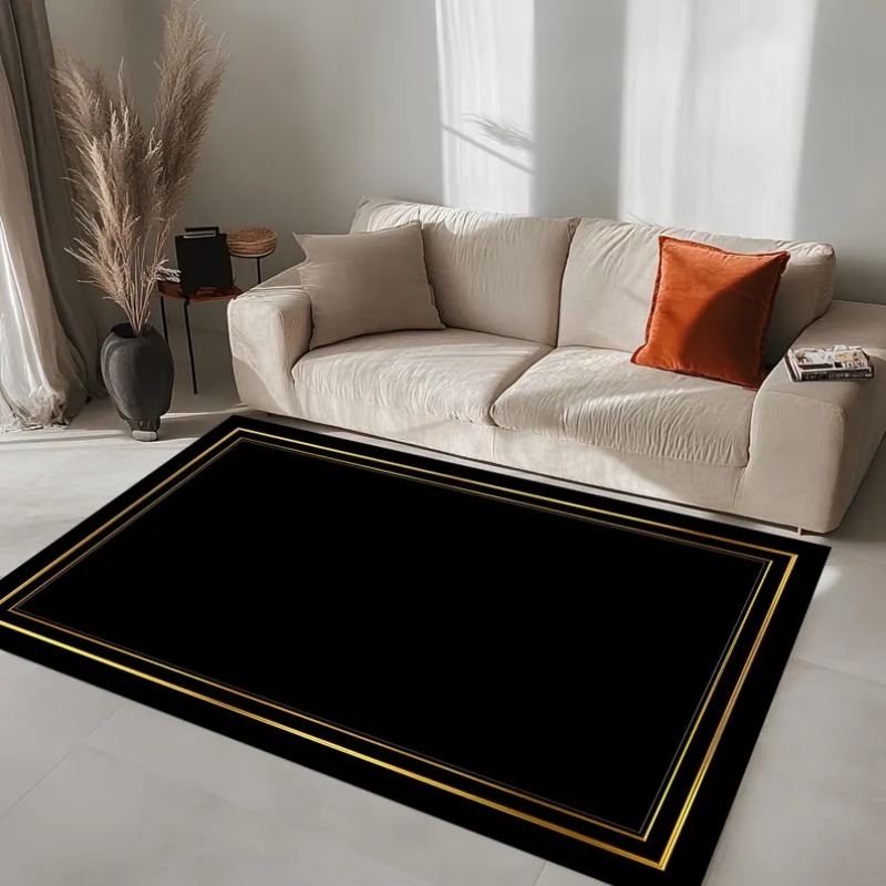 Modern Black Gold Area Rug Min - Commercial Printing Format reseña y precio