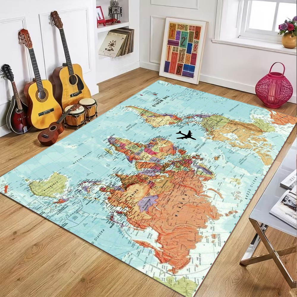 World Map Printed Carpet Child - Commercial Printing Format reseña y precio