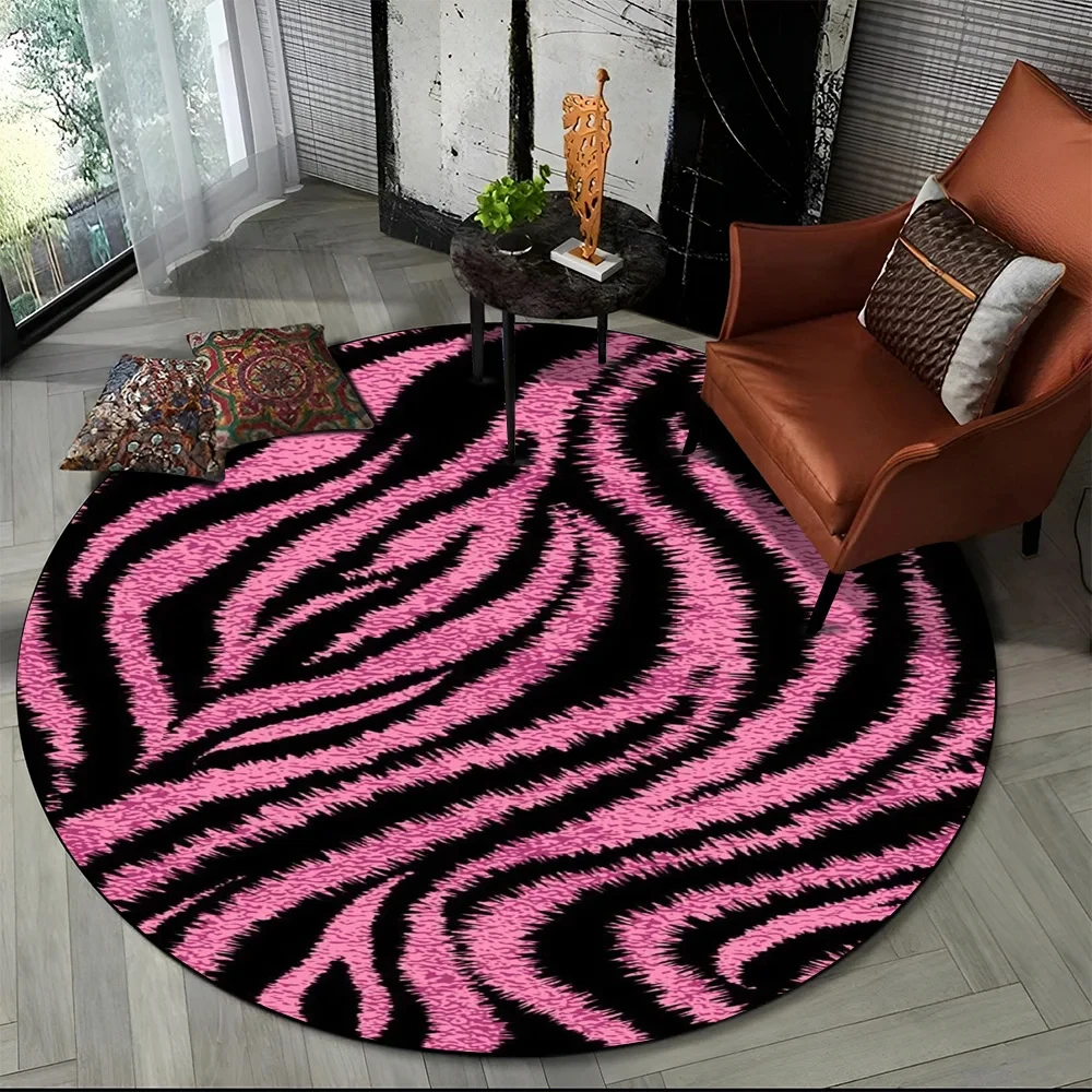 Pink Zebra Stripe Print Round  - Commercial Printing Format reseña y precio