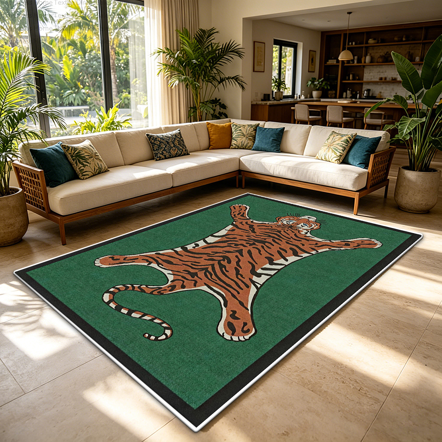 Retro Jungle Tiger Print Livin - Commercial Printing Format reseña y precio