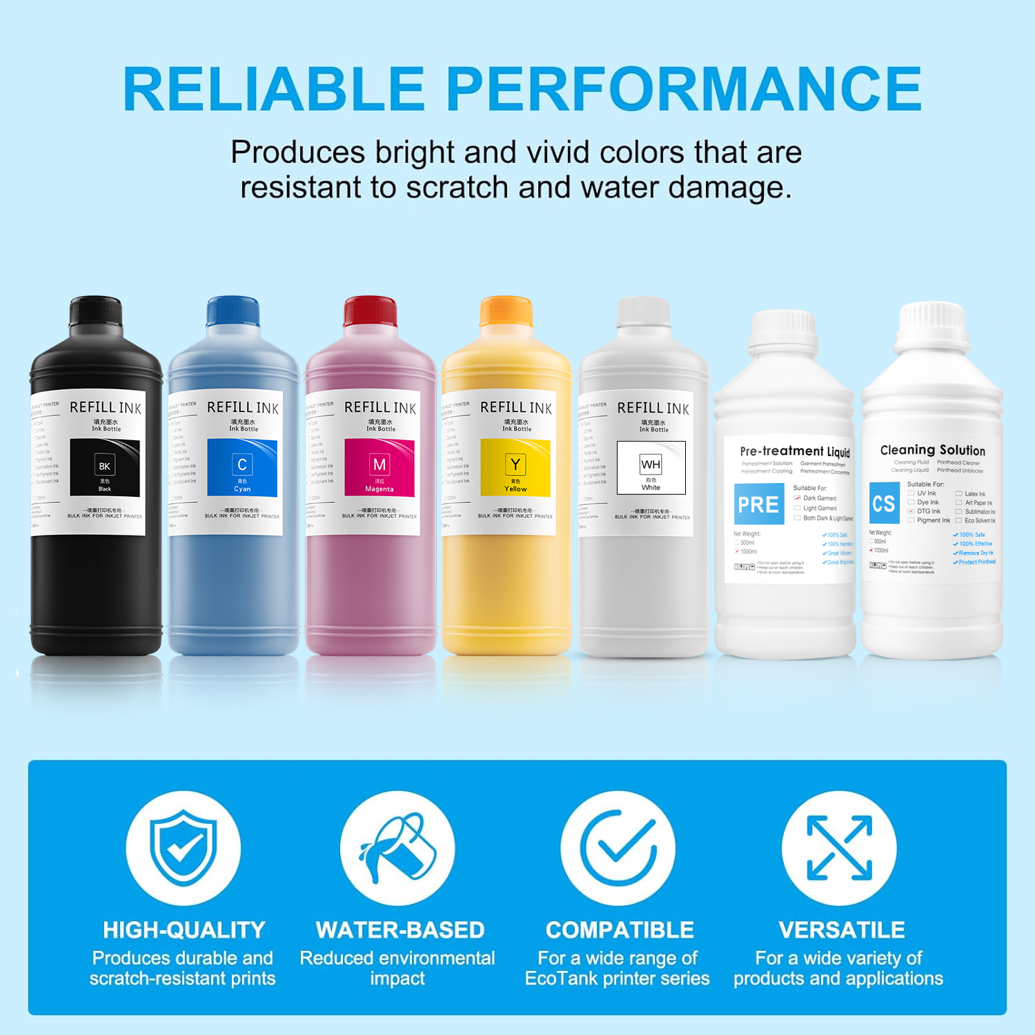 5Colors 1000ML DTG Ink Direct  - Direct To Garment Ink reseña y precio